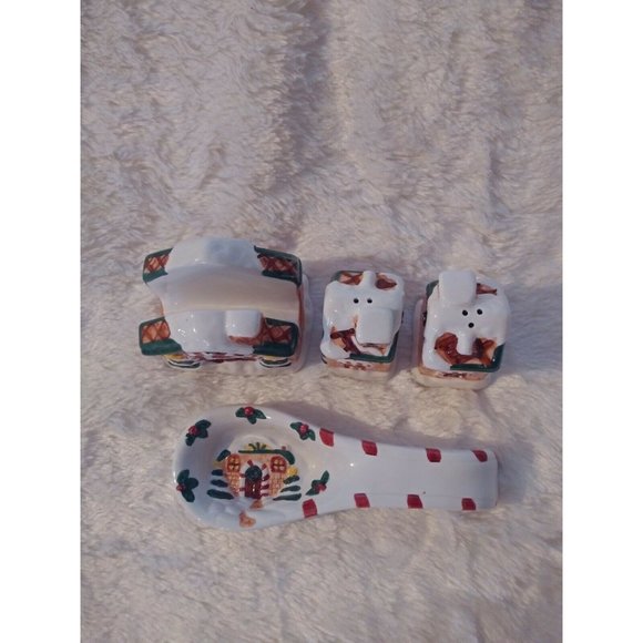 Holiday Home Earthenware Ceramic Christmas 4 Piece Tabletop Set - Picture 8 of 12